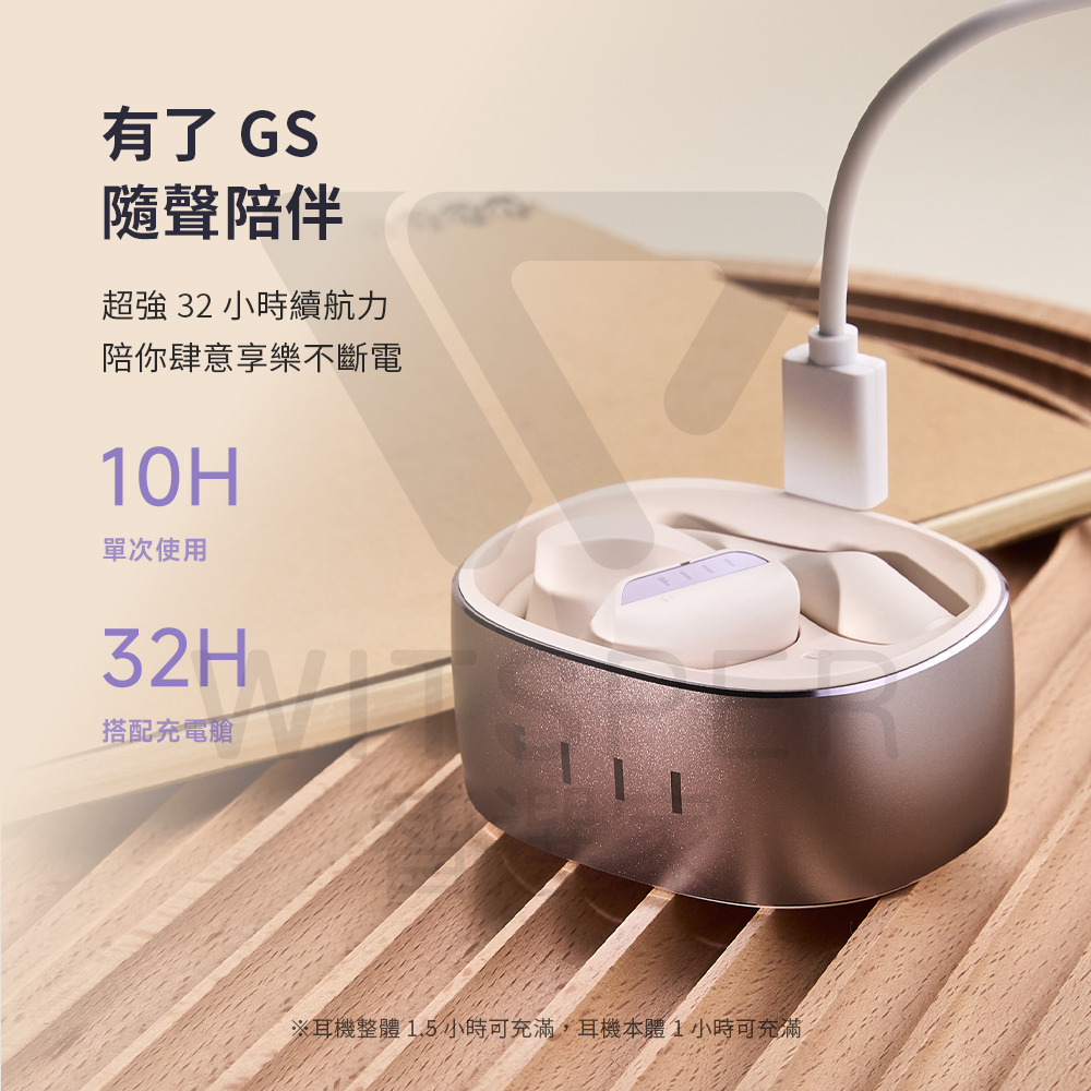 耳機整體1.5小時可充滿,耳機本體1小時可充滿
