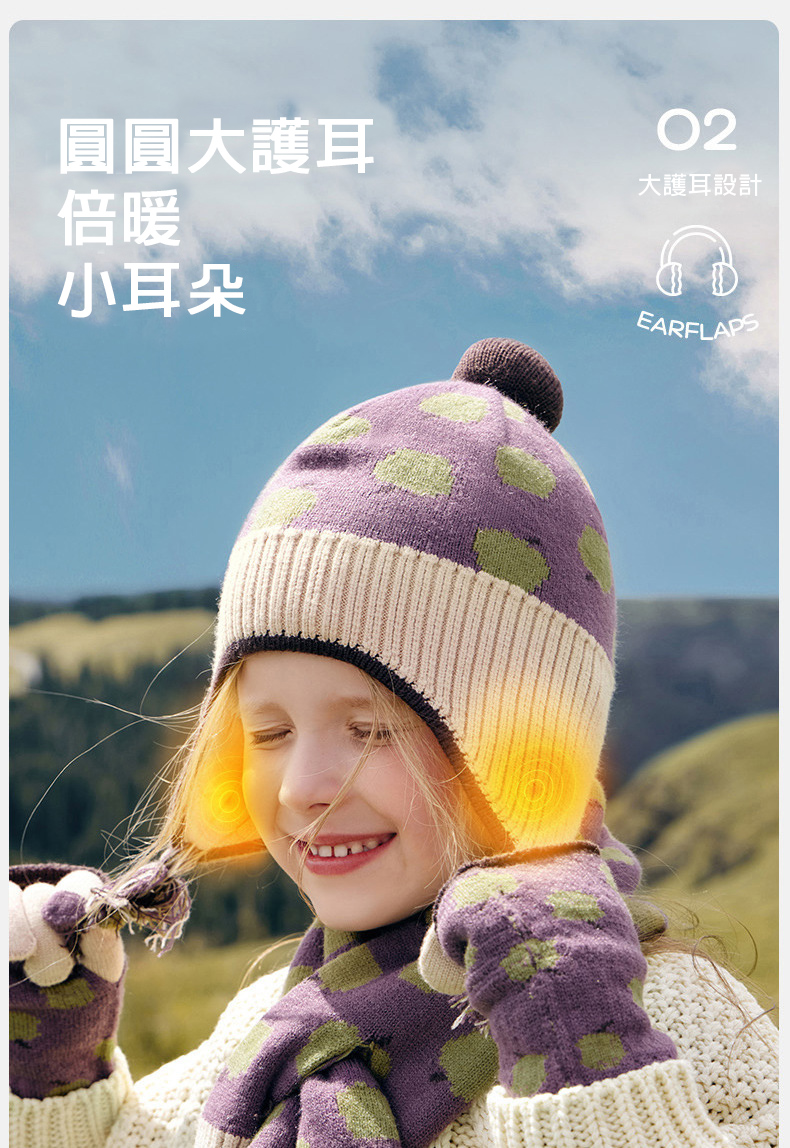 圓圓大護耳 倍暖 小耳朵 大護耳設計 