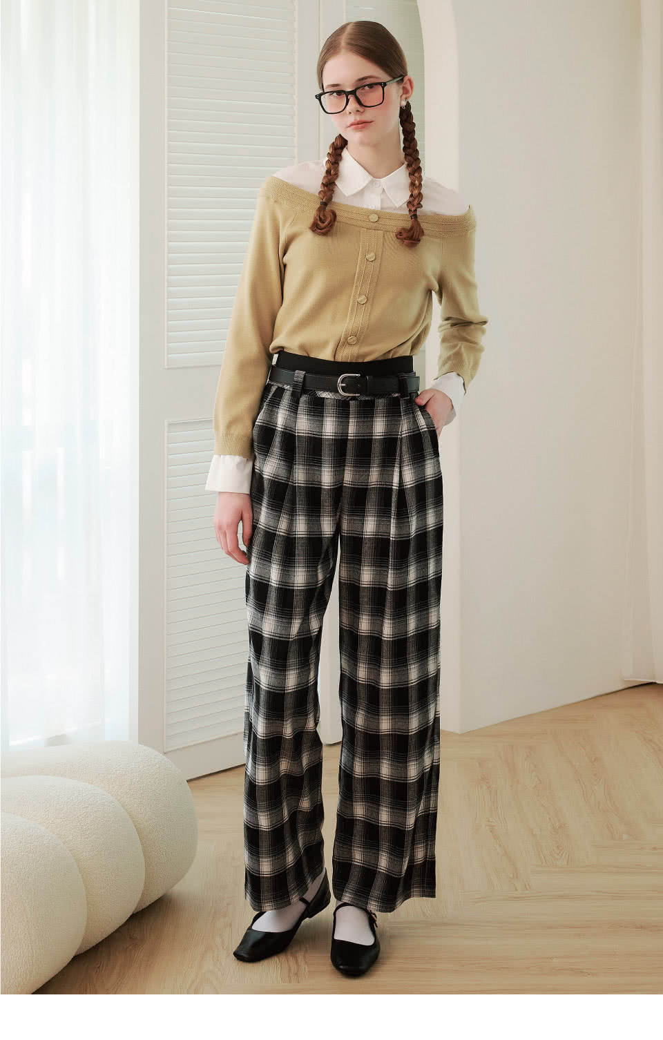 OUWEY 歐薇 都會卡其縲縈假兩件針織上衣(卡其；S-L；