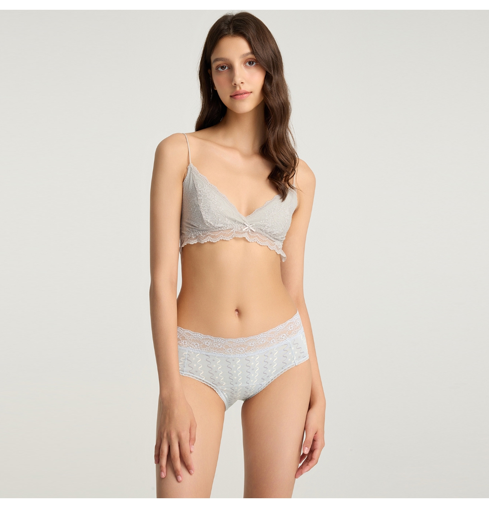 Anden Hud XXL 冬雪奇緣．蕾絲高腰生理褲(天空藍