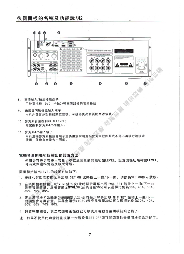 1. 按MENU鍵四次時顯示屏出現SET ON 此時按上一曲下一曲,切換為SET ON顯示狀態。