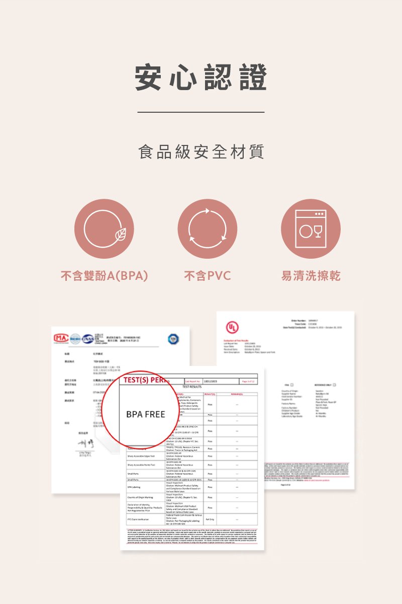 安心認證 食品級安全材質 不含雙酚ABPA 不含PVC 易清洗擦乾