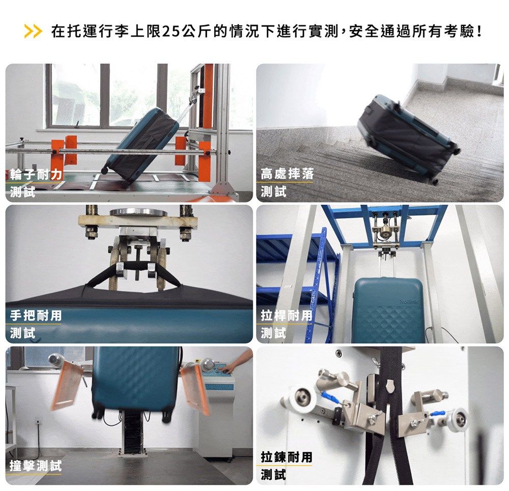 在托運行李上限25公斤的情況下進行實測,安全通過所有考驗