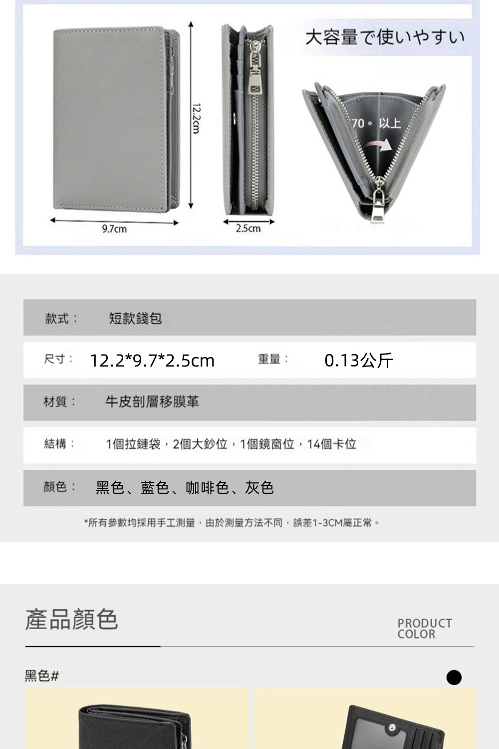 所有參數均採用手工測量,由於測量方法不同,誤差13CM屬正常。