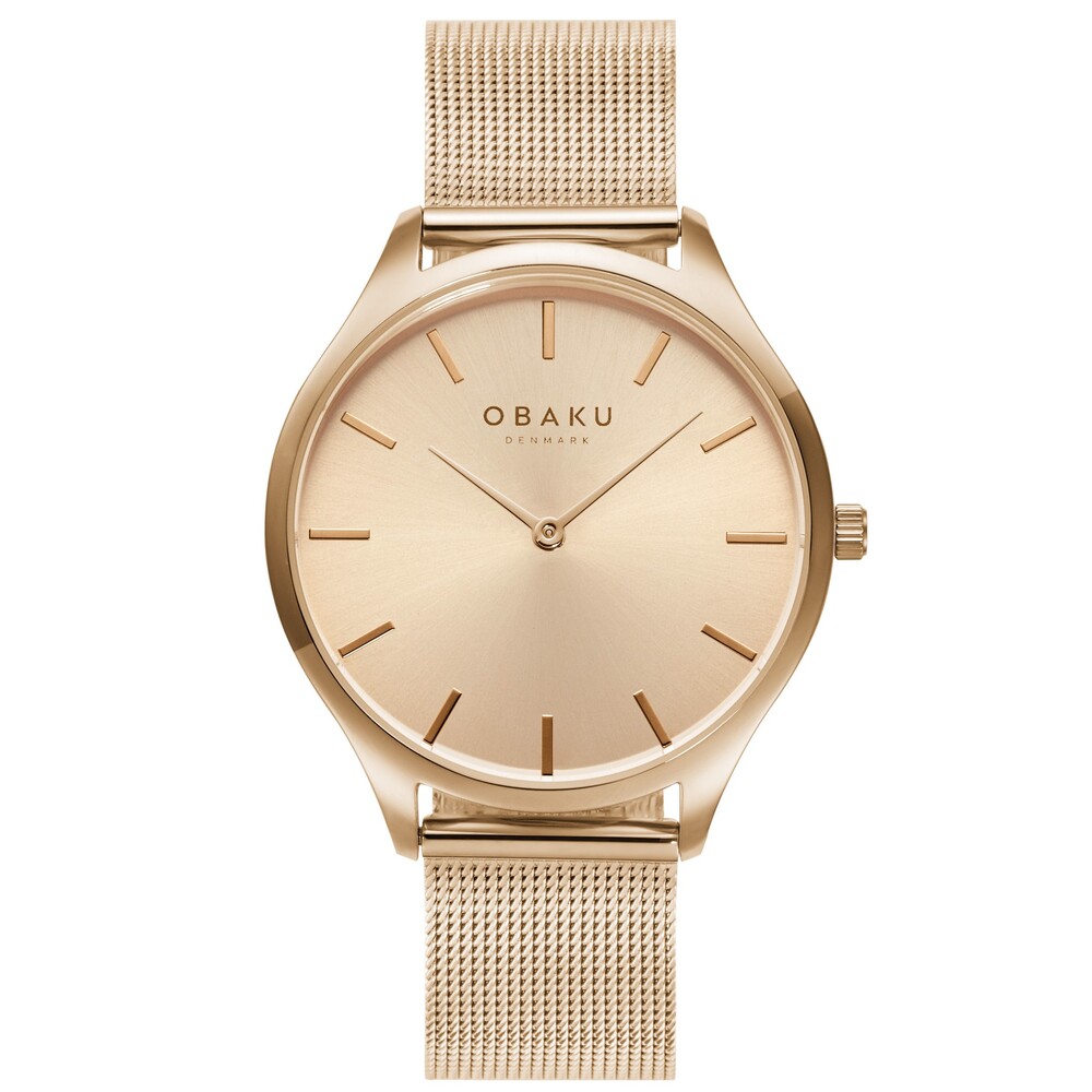 OBAKU 簡約元素百搭時尚腕錶-玫瑰金(V260LXVVM