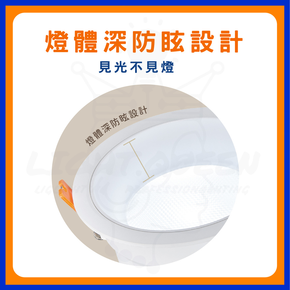 燈體深防眩設計 見光不見燈 燈體深防眩設計
