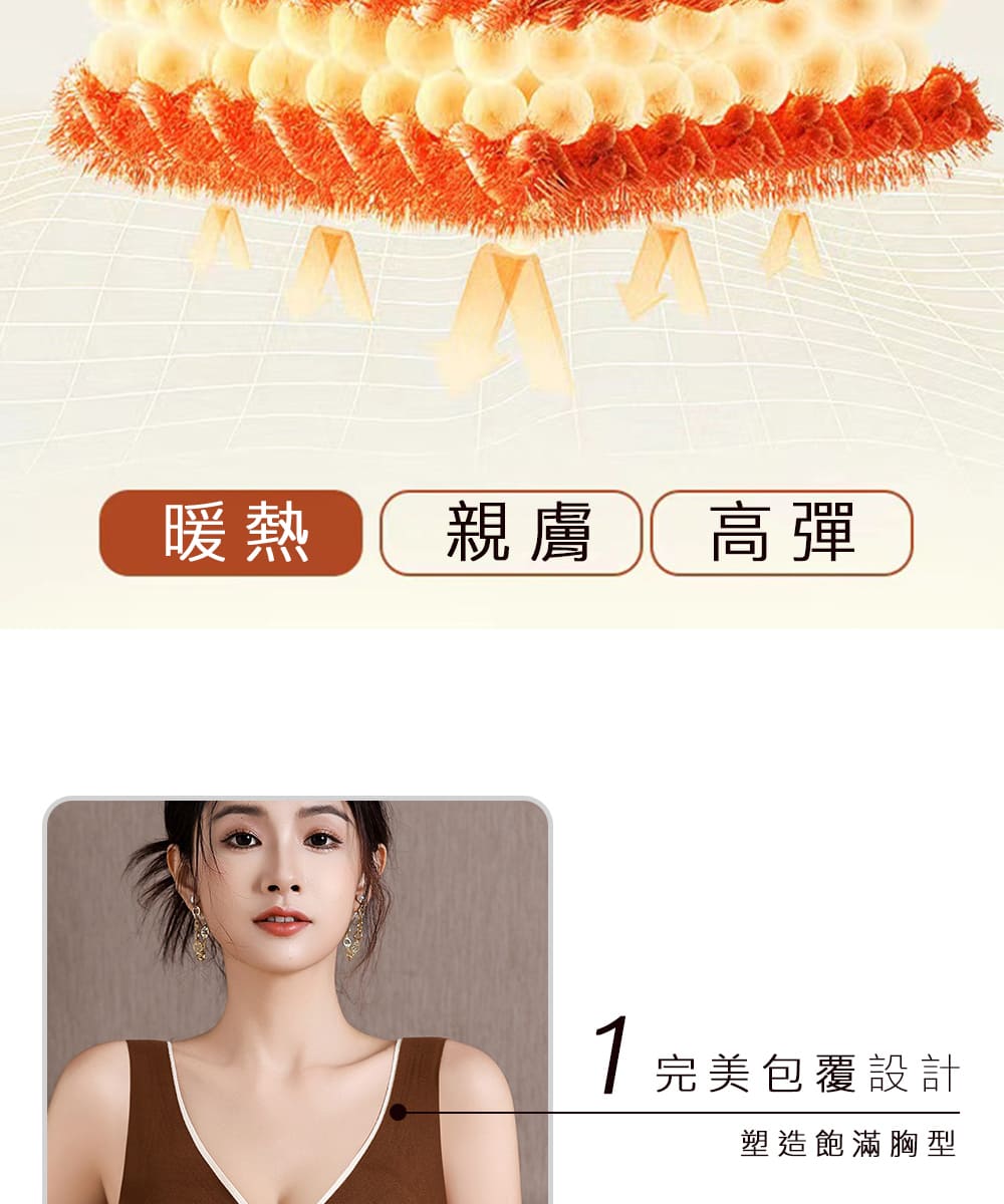 暖熱 親膚高彈 1完美包覆設計 塑造飽滿胸型 