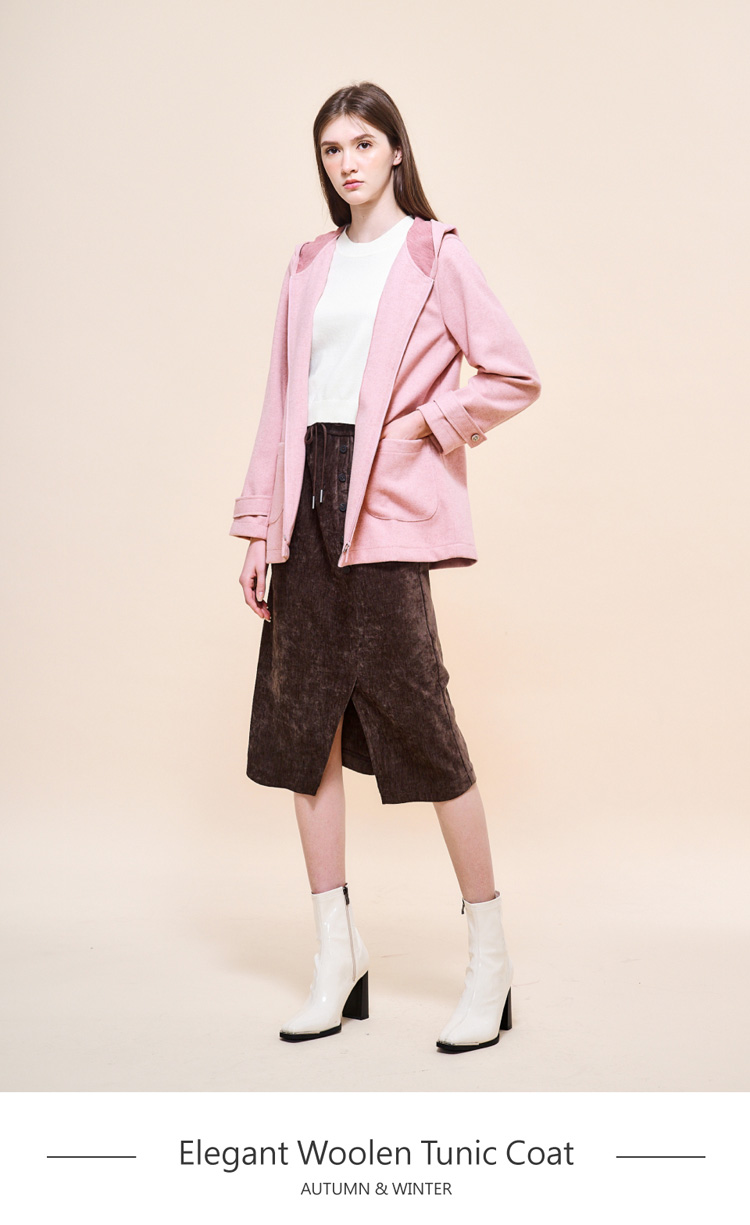 TOWN’WEAR 棠葳 簡約混色毛呢連帽外套 2色(女上衣