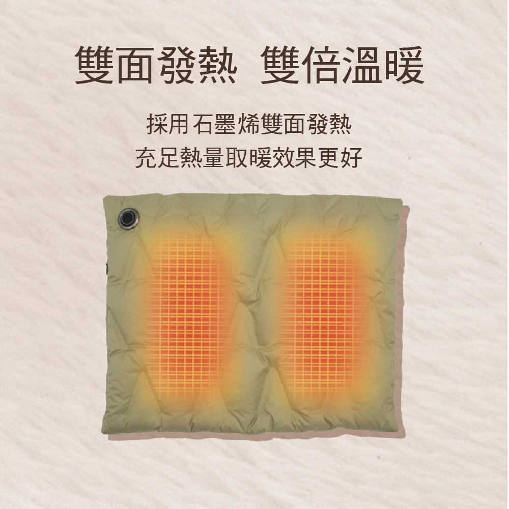 雙面發熱 雙倍溫暖 採用石墨烯雙面發熱 充足熱量取暖效果更好 