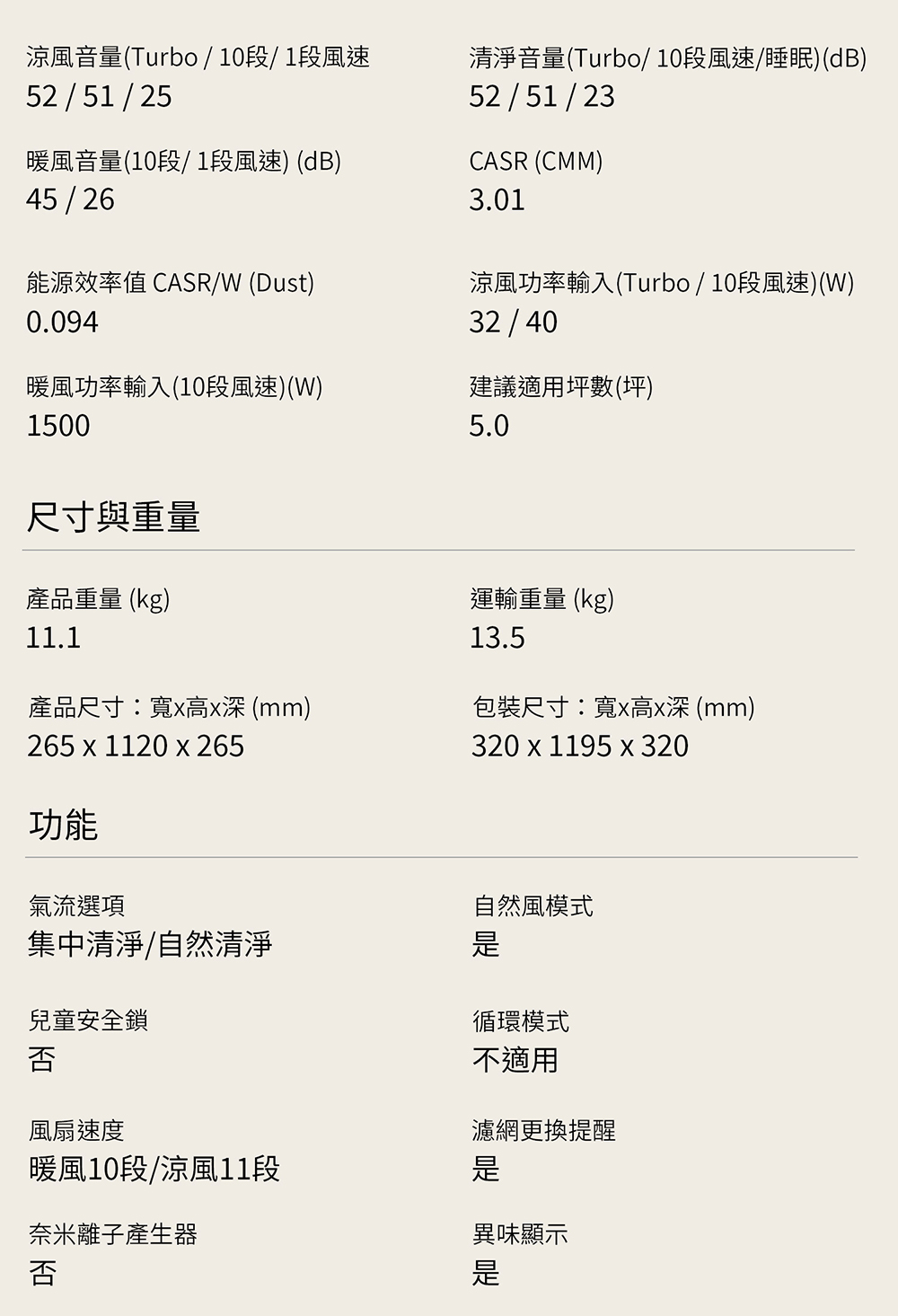 涼風音量Turbo  10段 1段風速