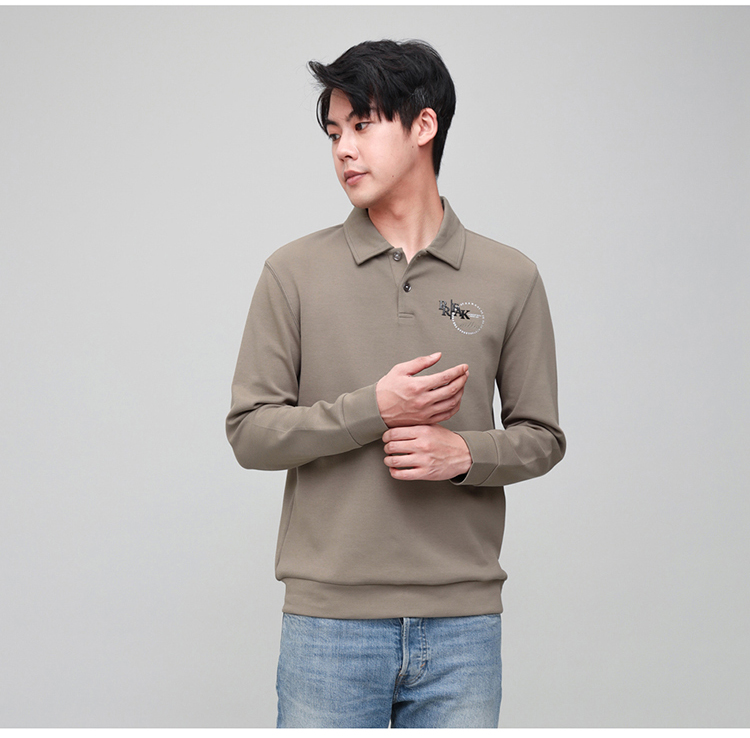 oillio 歐洲貴族 男裝 長袖簡約POLO衫 休閒穿搭 