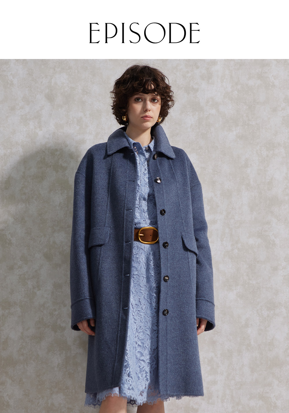 EPISODE 氣質百搭小翻領單排釦羊毛大衣外套E44C17 EPISODE 氣質百搭小翻領單排釦羊毛大衣外套E44C17