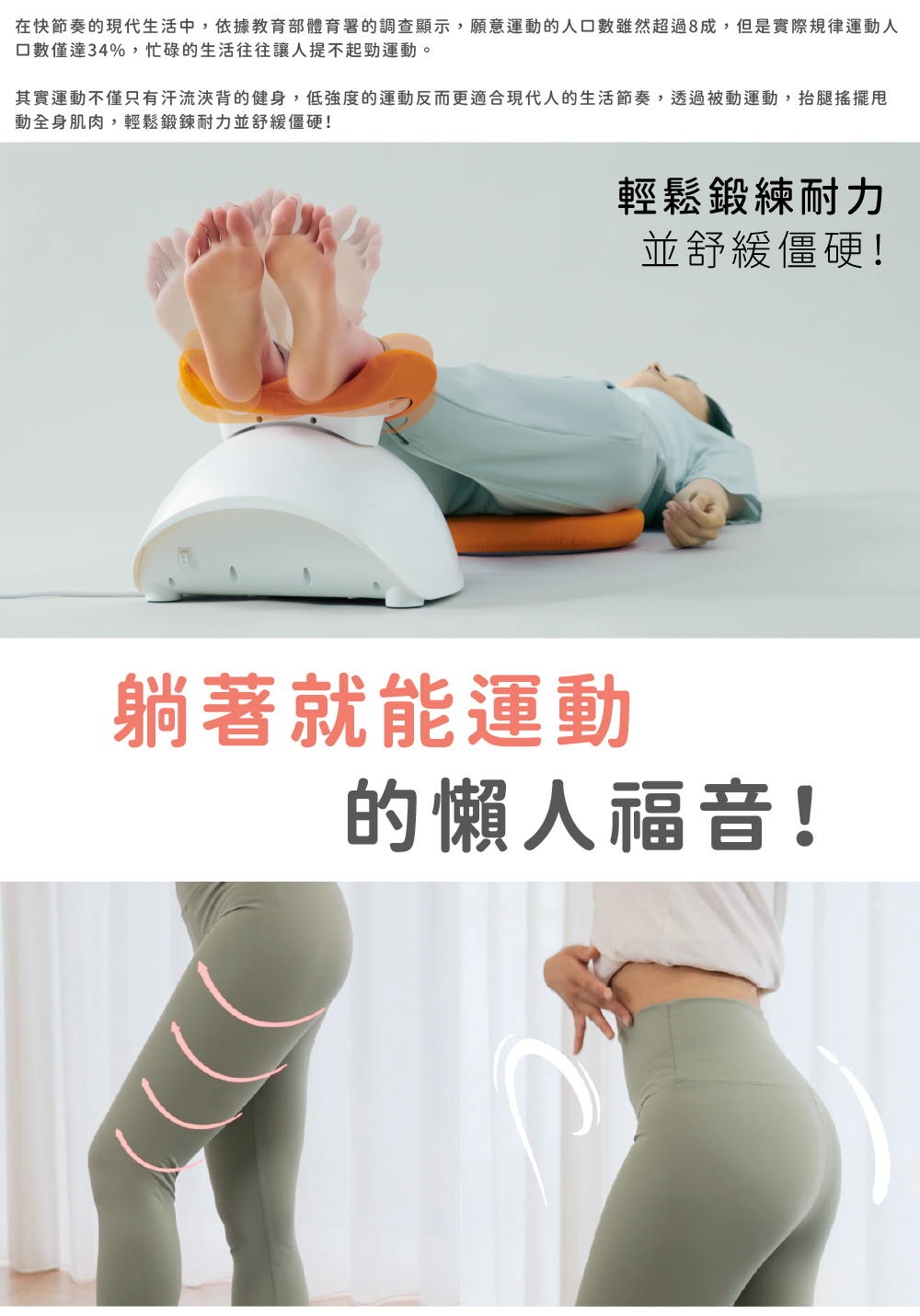 在快節奏的現代生活中,依據教育部體育署的調查顯示,願意運動的人口數雖然超過8成,但是實際規律運動人