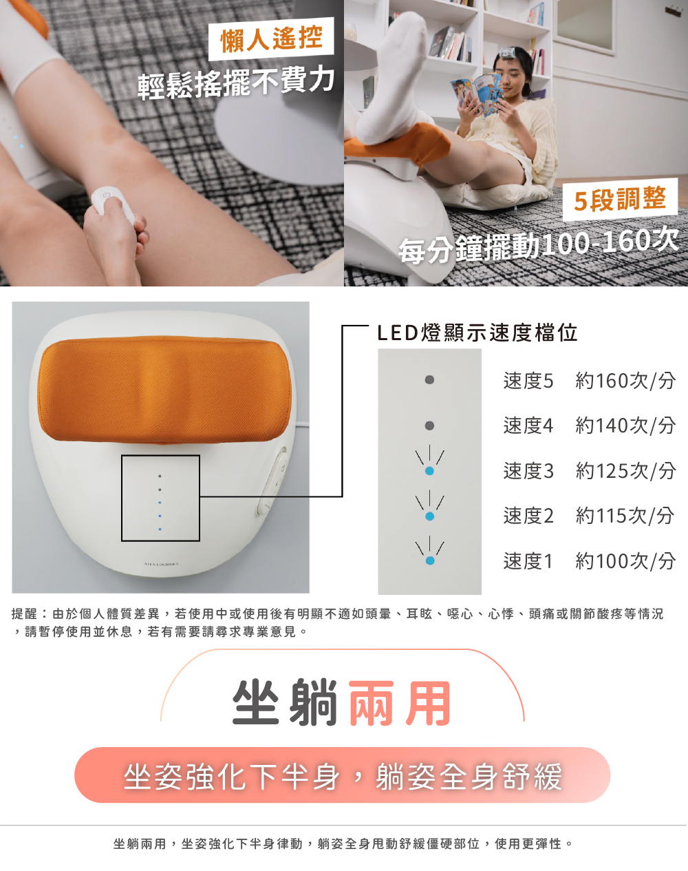 提醒由於個人體質差異,若使用中或使用後有明顯不適如頭暈、耳眩、噁心、心悸、頭痛或關節酸疼等情況