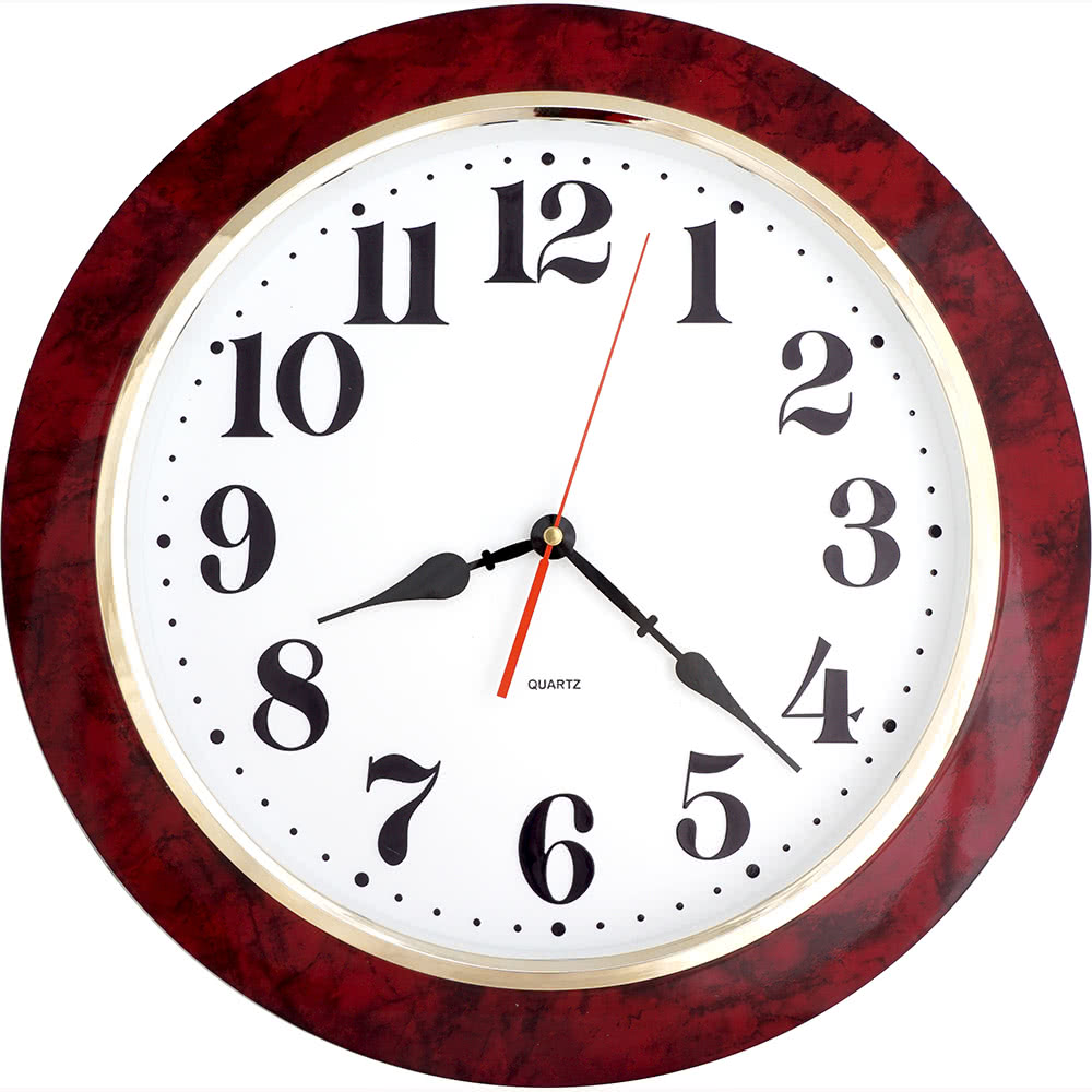 JUSTIME 鐘情坊 16吋 日系簡約易讀 仿紅大理石框 