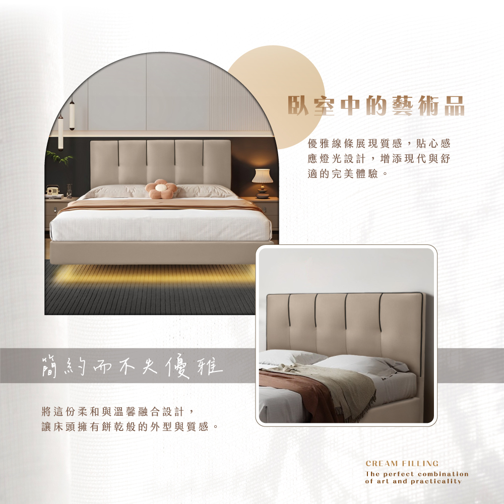 IHouse 奶油夾心 雙大6尺 房間2件組(貓抓皮床片+懸