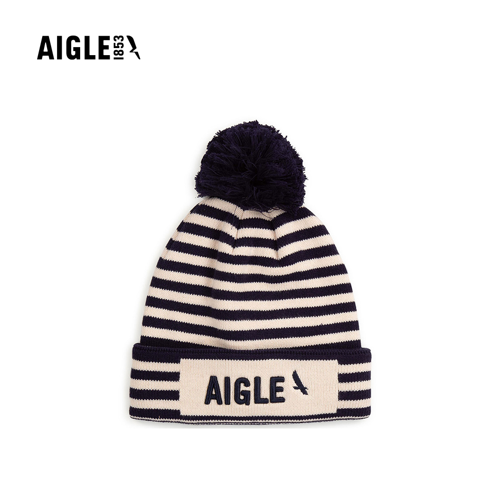 AIGLE 童 休閒針織帽AG-51018A134 條紋白(
