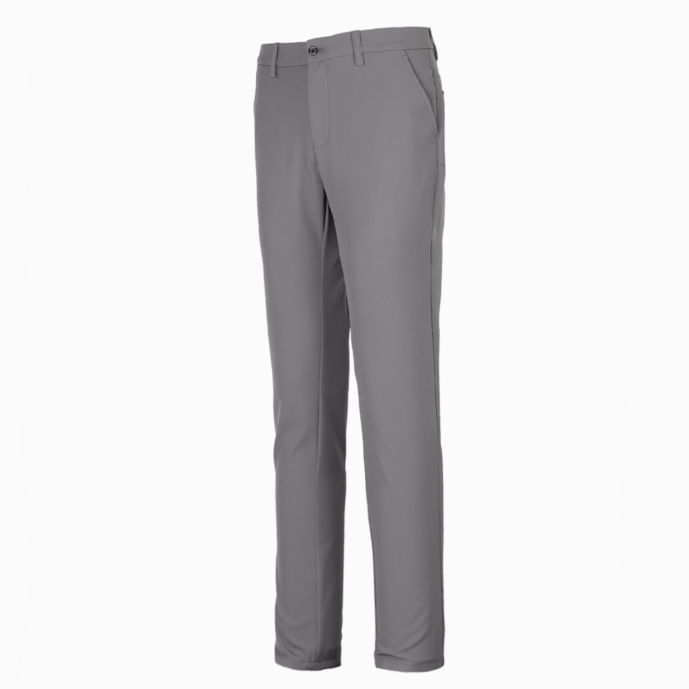 PING 男款高彈力拉鍊前口袋高爾夫休閒長褲-灰(緊帶褲頭/