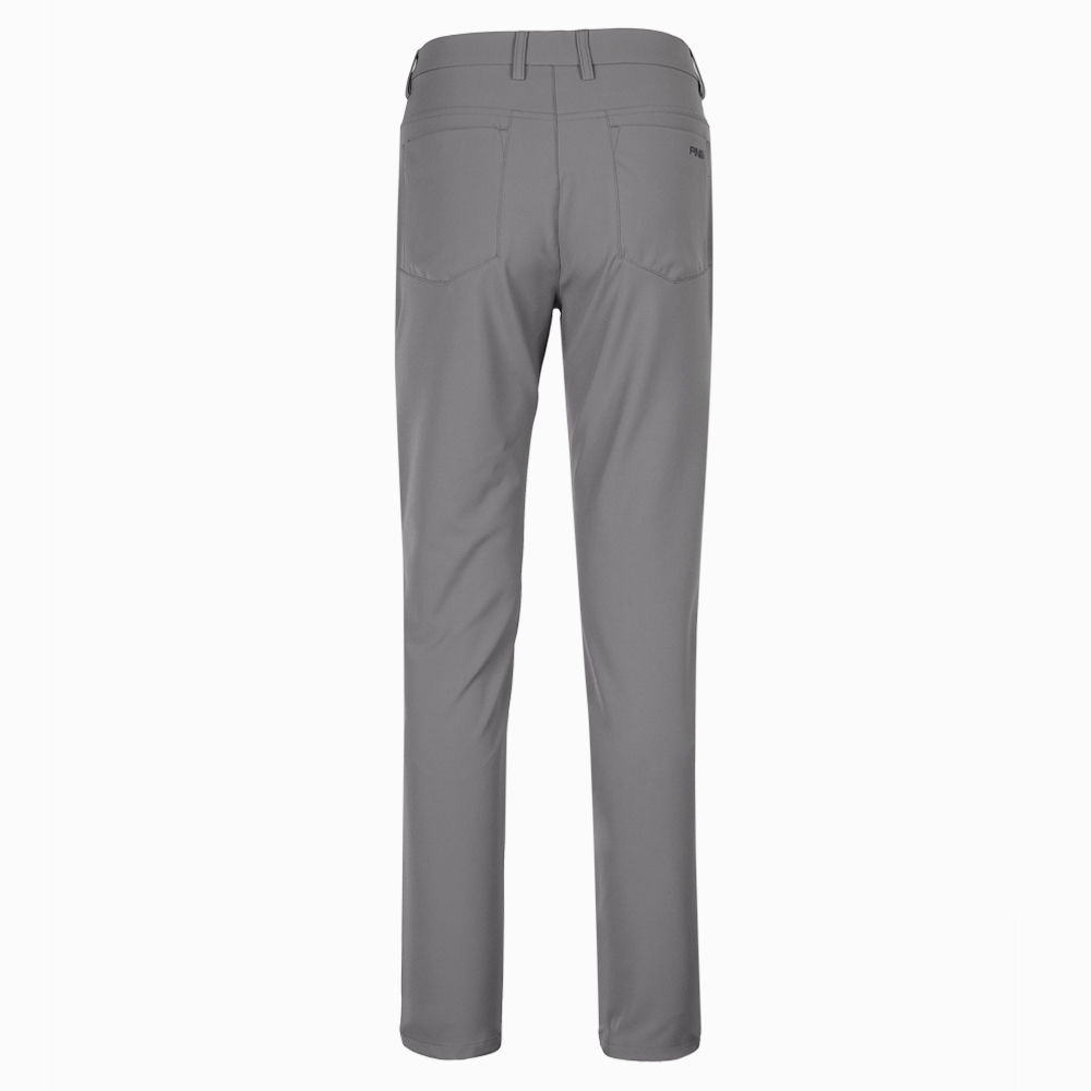 PING 男款高彈力拉鍊前口袋高爾夫休閒長褲-灰(緊帶褲頭/