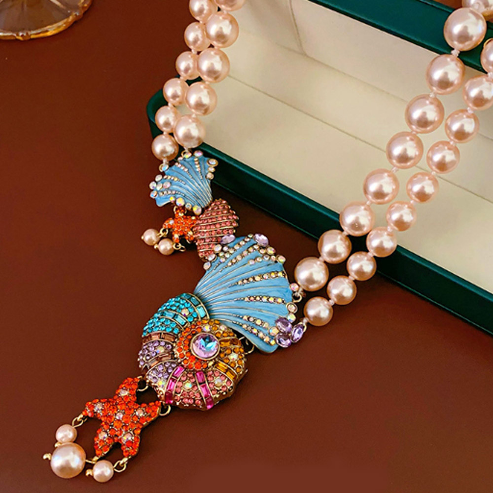 Jpqueen 奢華貝殼海螺珍珠女款項鍊耳環(3款可選)好評