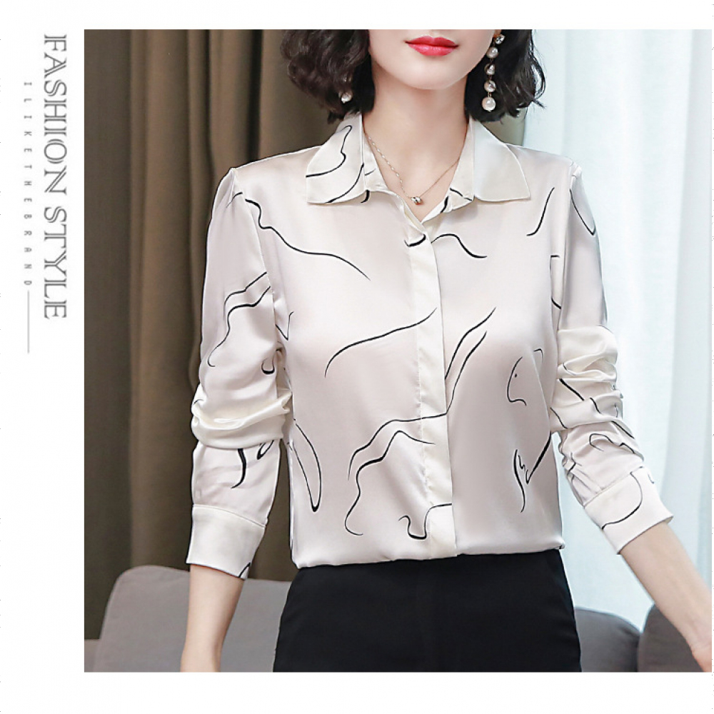 Very Buy 非常勸敗 預購/厚真絲襯衫女春秋女裝印花長