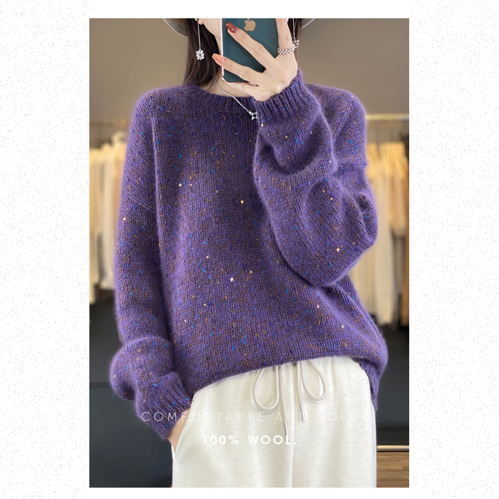 Very Buy 非常勸敗 預購/慵懶風軟糯彩點花紗圓領羊毛