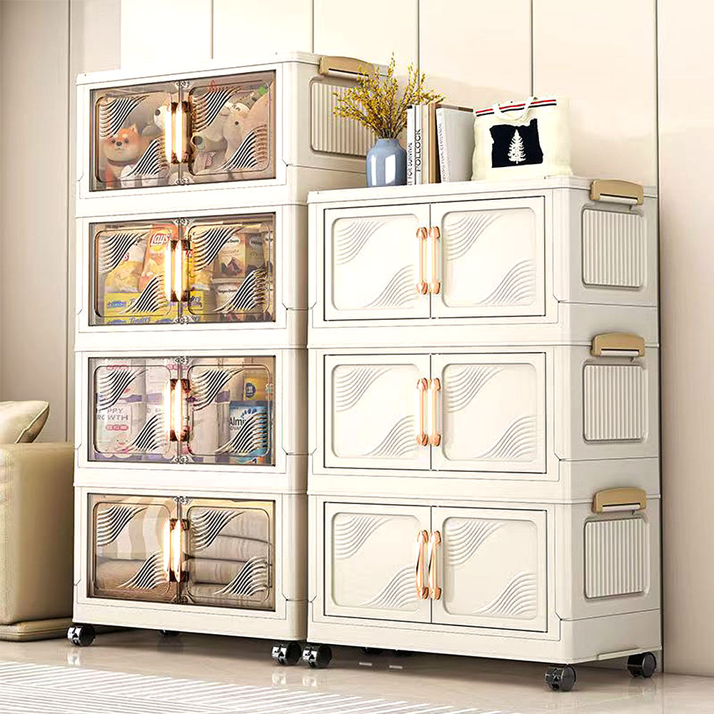 Mr.Box 50面寬摺疊雙開門四層收納櫃(附滑輪)折扣推薦