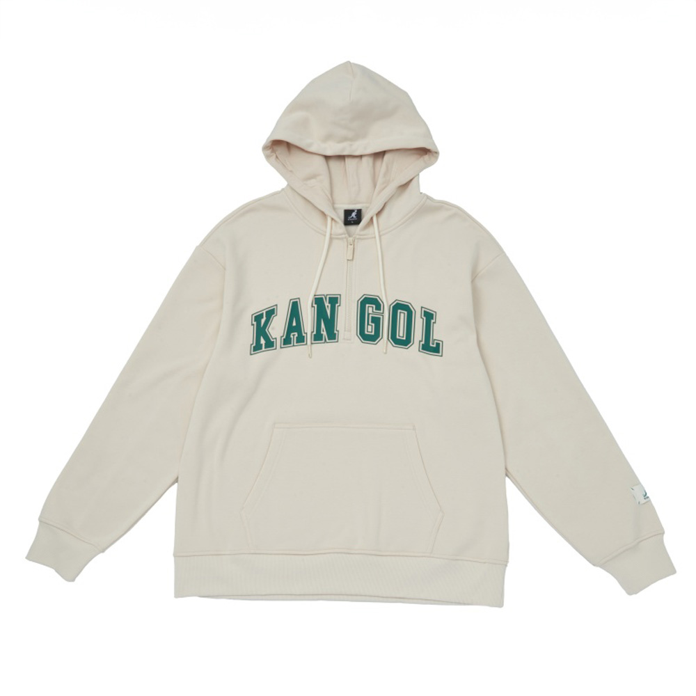 KANGOL 帽T 卡其 復古 半開襟 連帽T 中性(645
