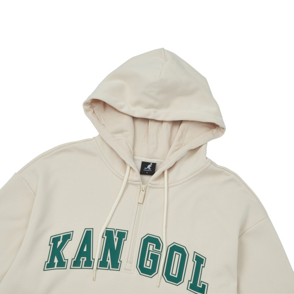 KANGOL 帽T 卡其 復古 半開襟 連帽T 中性(645