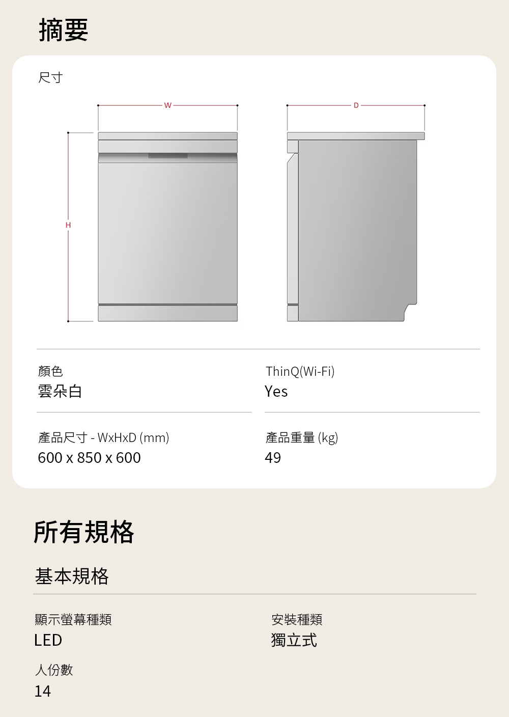 產品尺寸 WxHxD mm