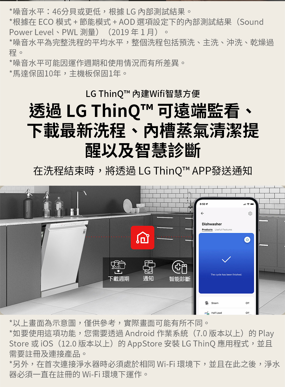 Store 或iOS12.0版本以上的AppStore 安裝 LG ThinQ 應用程式,並且