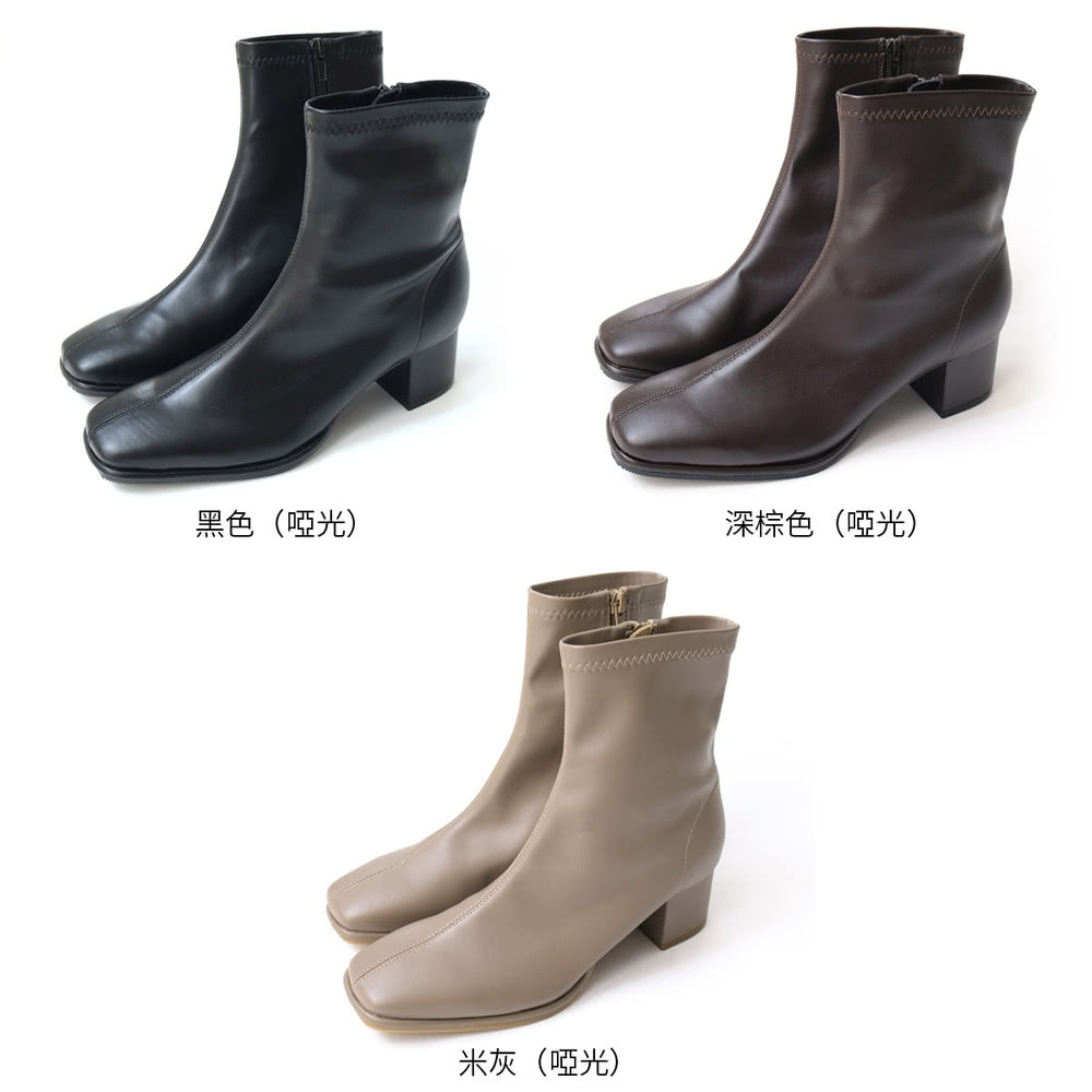 AmiAmi 經典不敗 方頭中車線高跟襪靴(SY214)折扣