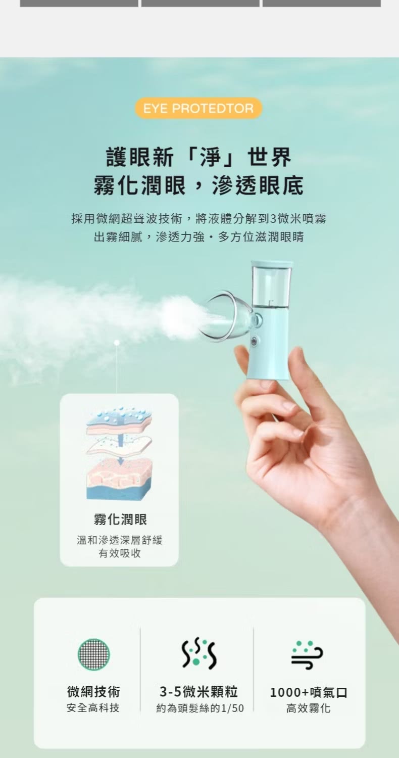 採用微網超聲波技術,將液體分解到3微米噴霧