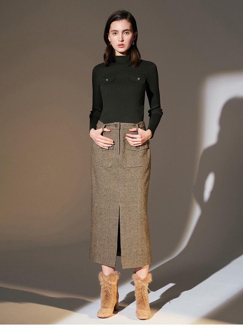 MOMA 羊毛毛呢千鳥格紋鉛筆裙(咖啡色)優惠推薦 MOMA 羊毛毛呢千鳥格紋鉛筆裙(咖啡色)優惠推薦