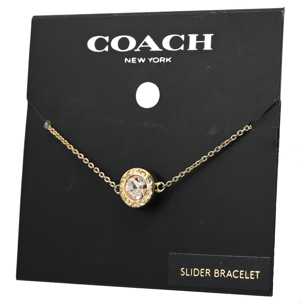 COACH 質感精緻刻印LOGO粉鑽可調式手鍊(玫瑰金)好評