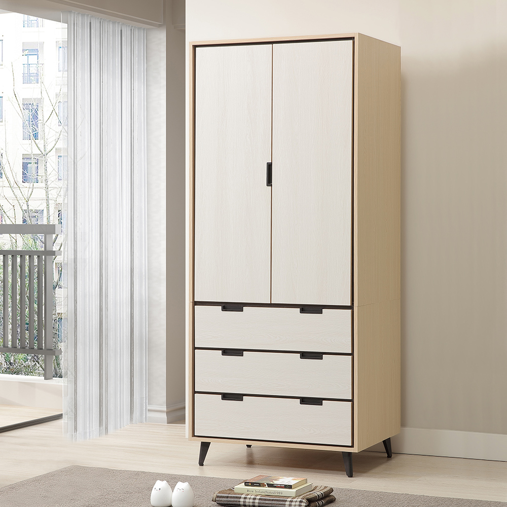 唯熙傢俱 雷莎原木雙色3x7尺衣櫃(衣櫃 衣櫥 兩用衣櫃 收