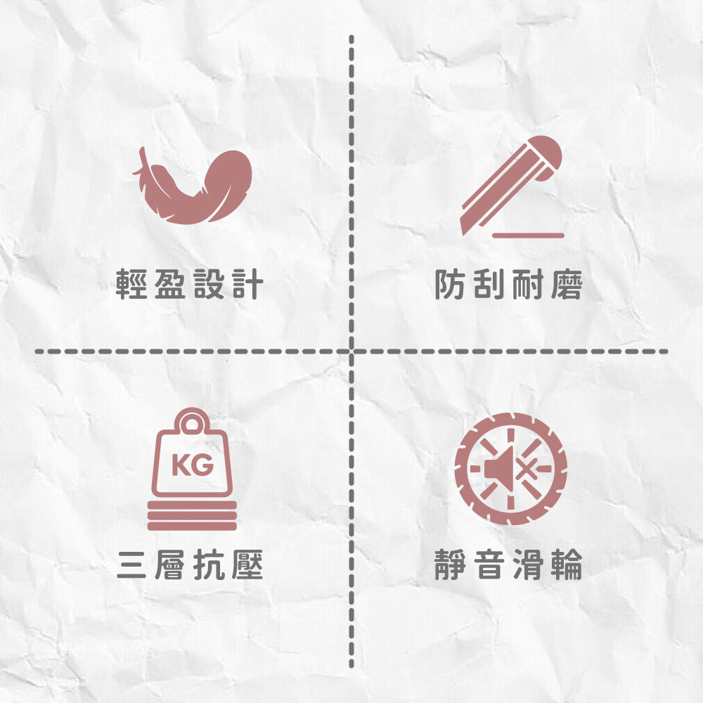 輕盈設計 防刮耐磨 三層抗壓 靜音滑輪 