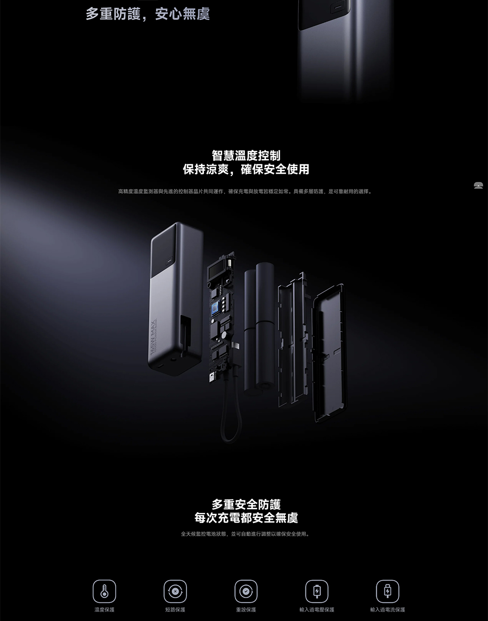 高精度溫度監測器與先進的控制器晶片共同運作,確保充電與放電皆穩定如常。具備多層防護,是可靠耐用的選擇。