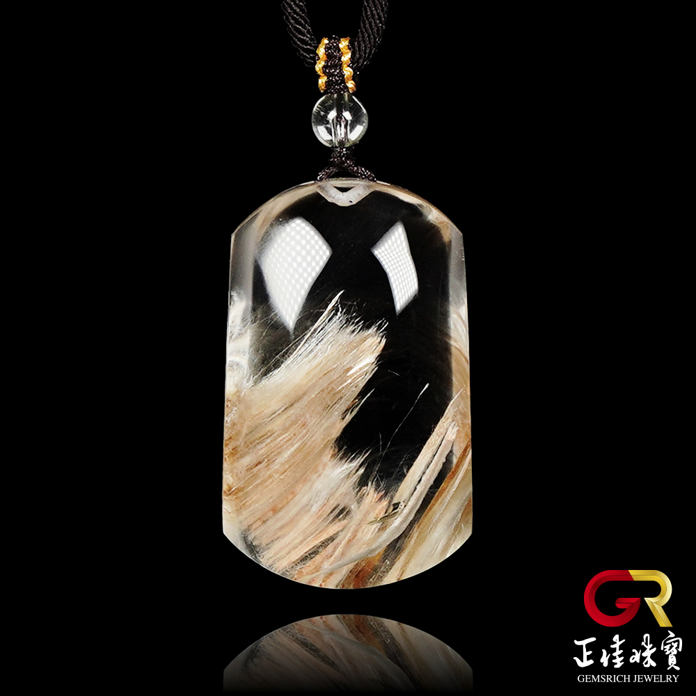 正佳珠寶 兔毛水晶 頂級幽靈兔毛 無事牌 42.3g 兔毛幽