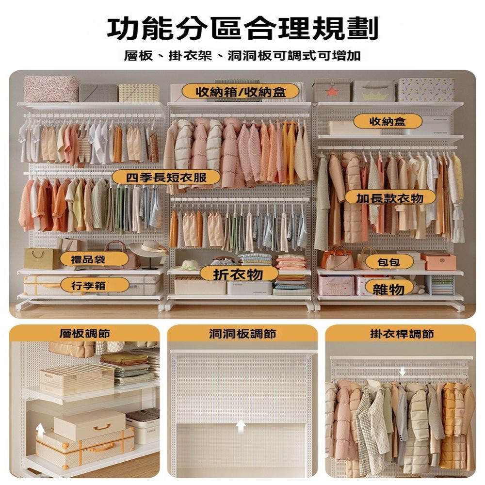 顧家家居 洞洞板衣櫃-126×35×190公分(落地衣櫃/落