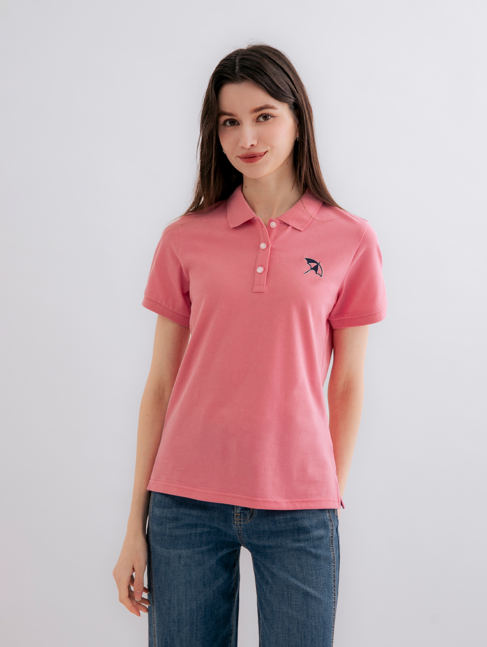 Arnold Palmer 雨傘 女裝-經典大傘刺繡短袖PO