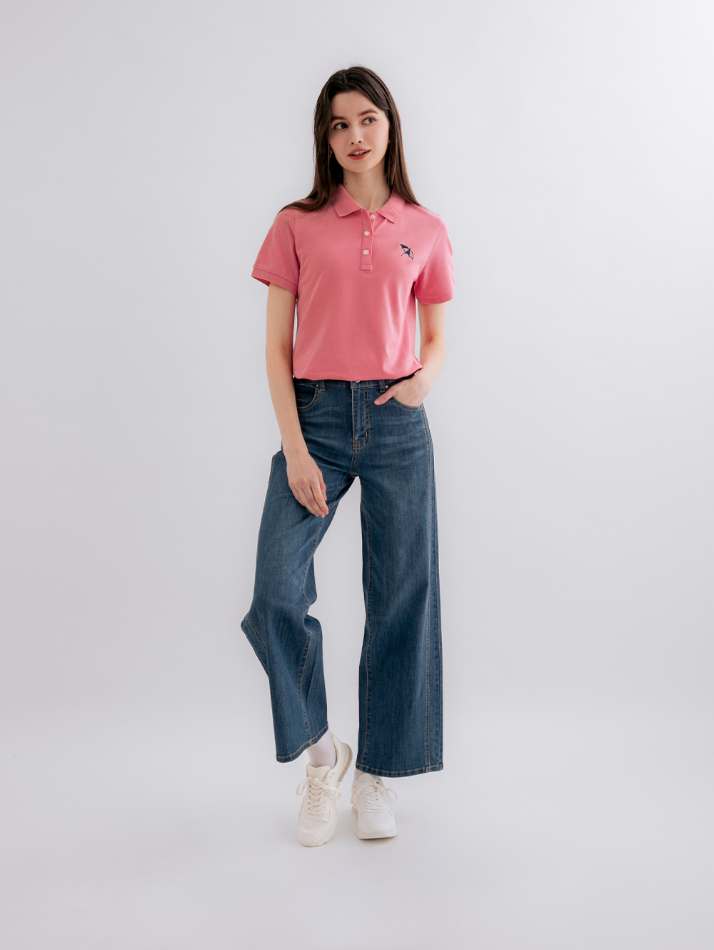 Arnold Palmer 雨傘 女裝-經典大傘刺繡短袖PO