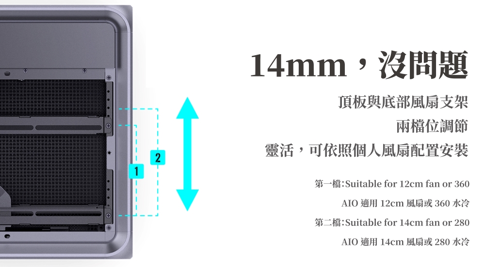 第一檔Suitable for 12cm fan or 360