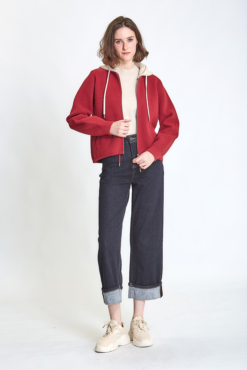 Just Wear 佳葳 休閒口袋針織外套-附帽子(女上衣/