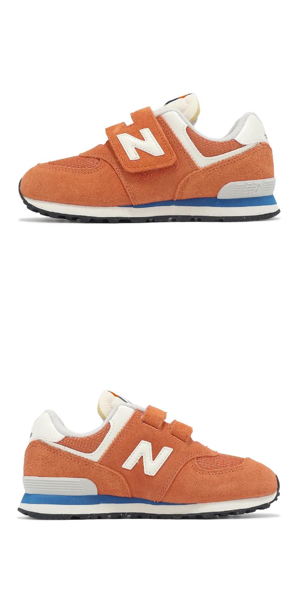 NEW BALANCE 休閒鞋 574 中童 寬楦 橘白 小