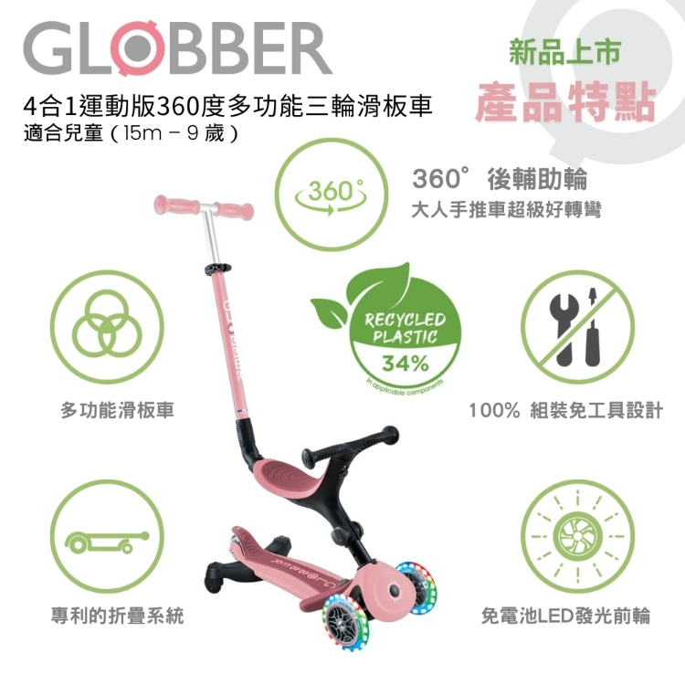 4合1運動版360度多功能三輪滑板車產品特點