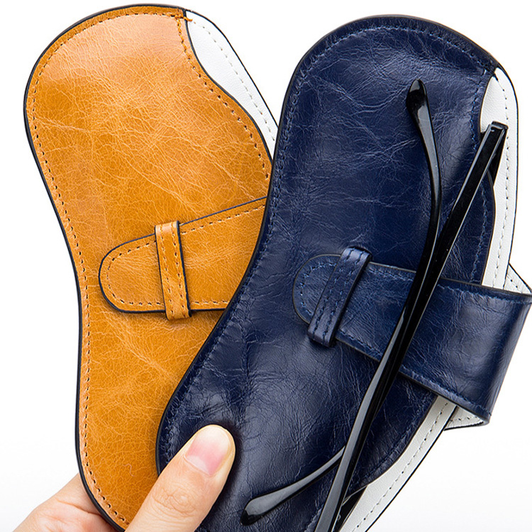 Sp house 復古中性油蠟牛皮真皮超薄眼鏡墨鏡收納包(3