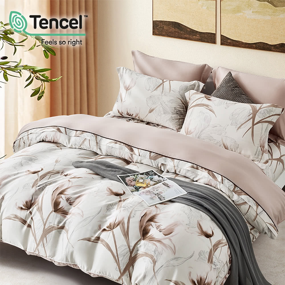 貝兒居家寢飾生活館 60支100%天絲七件式兩用被床罩組 裸