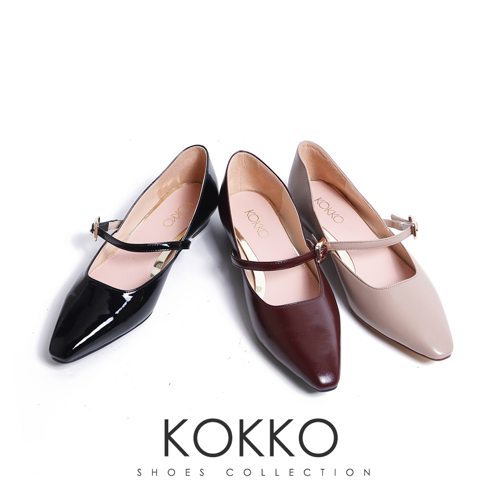 KOKKO 法式氣質微方頭瑪莉珍鞋(駝灰色) 推薦