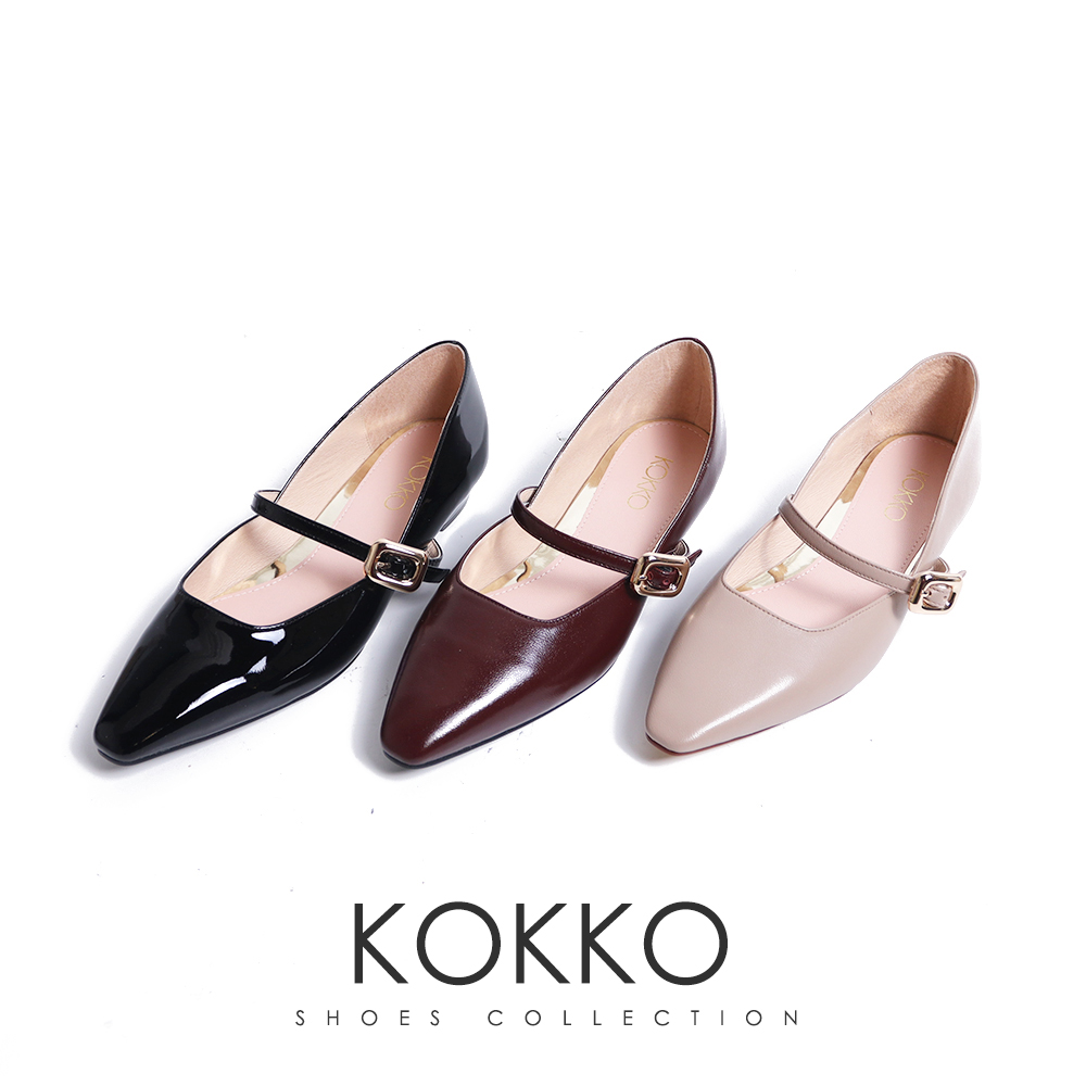KOKKO 法式氣質微方頭瑪莉珍鞋(駝灰色) 推薦